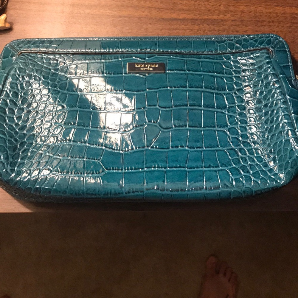 Kate spade teal alligator clutch